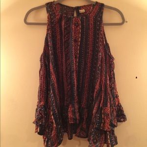 Tribal Patterned Hollister Open Shoulder Top